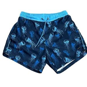 Hugo Boss Swim Trunks Blue Lined Jellyfish Size Small Men